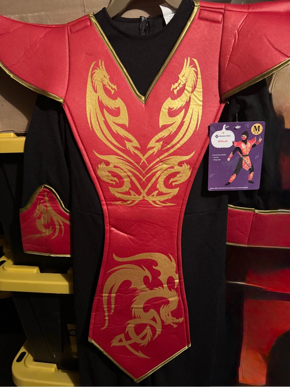 NWT! Members Mark Kids Ninja Costume with Dragon Design Medium 8-10